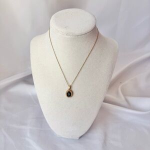 Elegant Gold Plated Necklace with Green Pendant